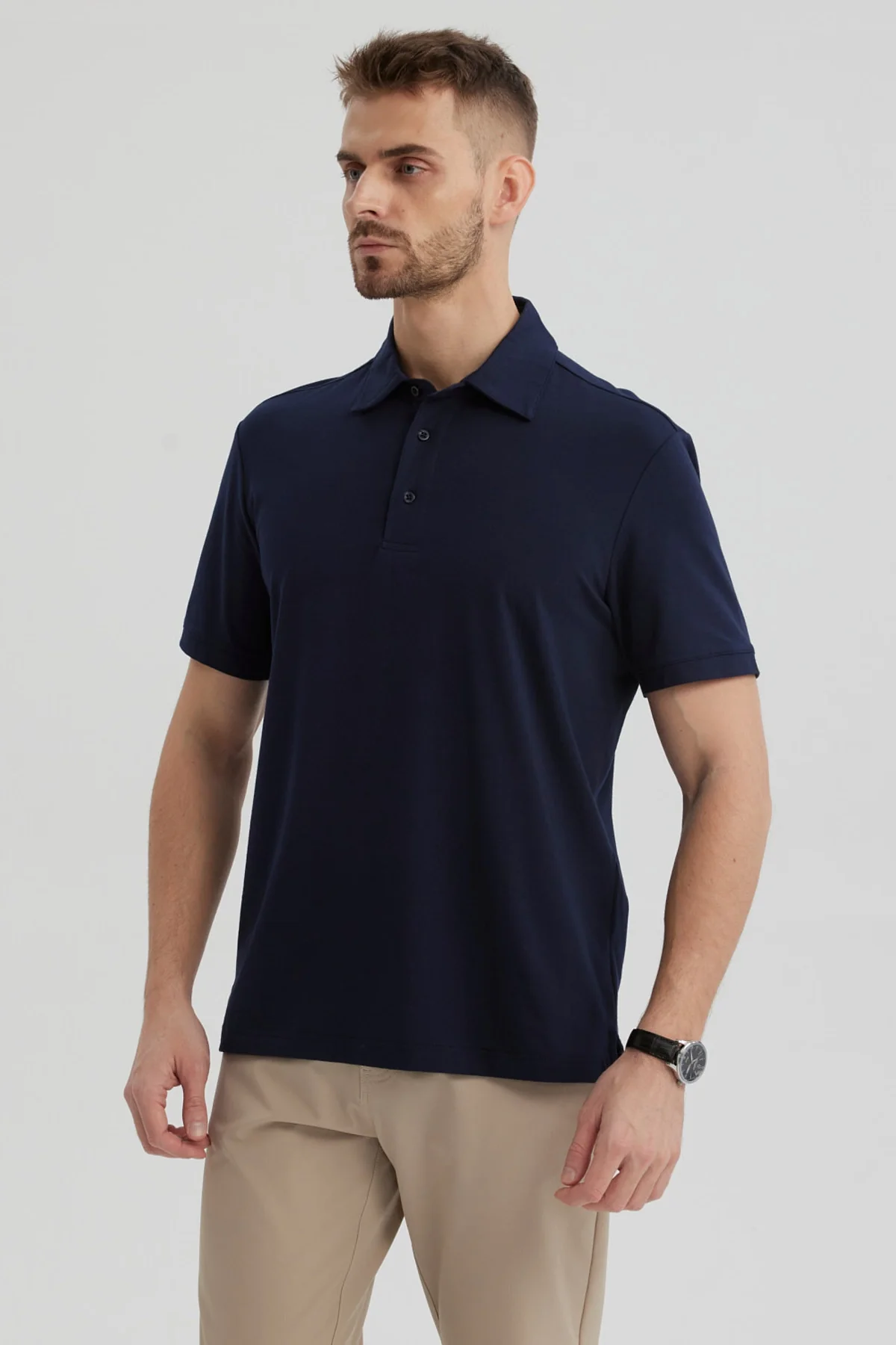 Polera Hombre Slim Cuello Camisero Azul Marino - Image 2
