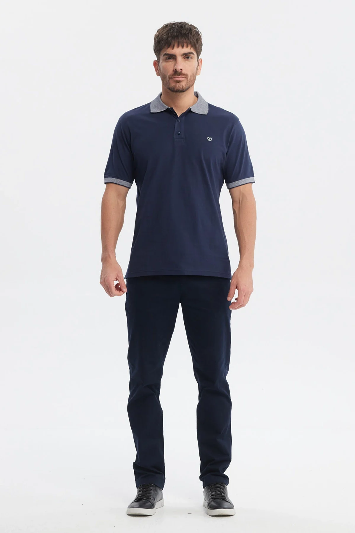 Polera Hombre Slim Cuello Camisero Azul Marino - Image 4