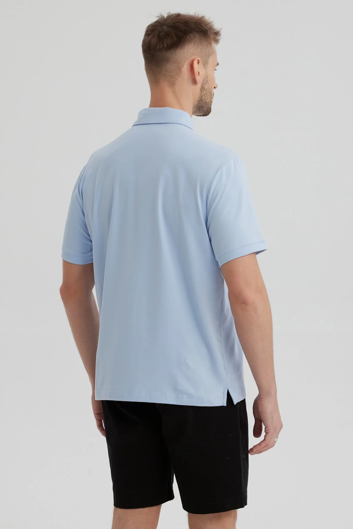 Polera Hombre Slim Cuello Camisero Celeste - Image 3
