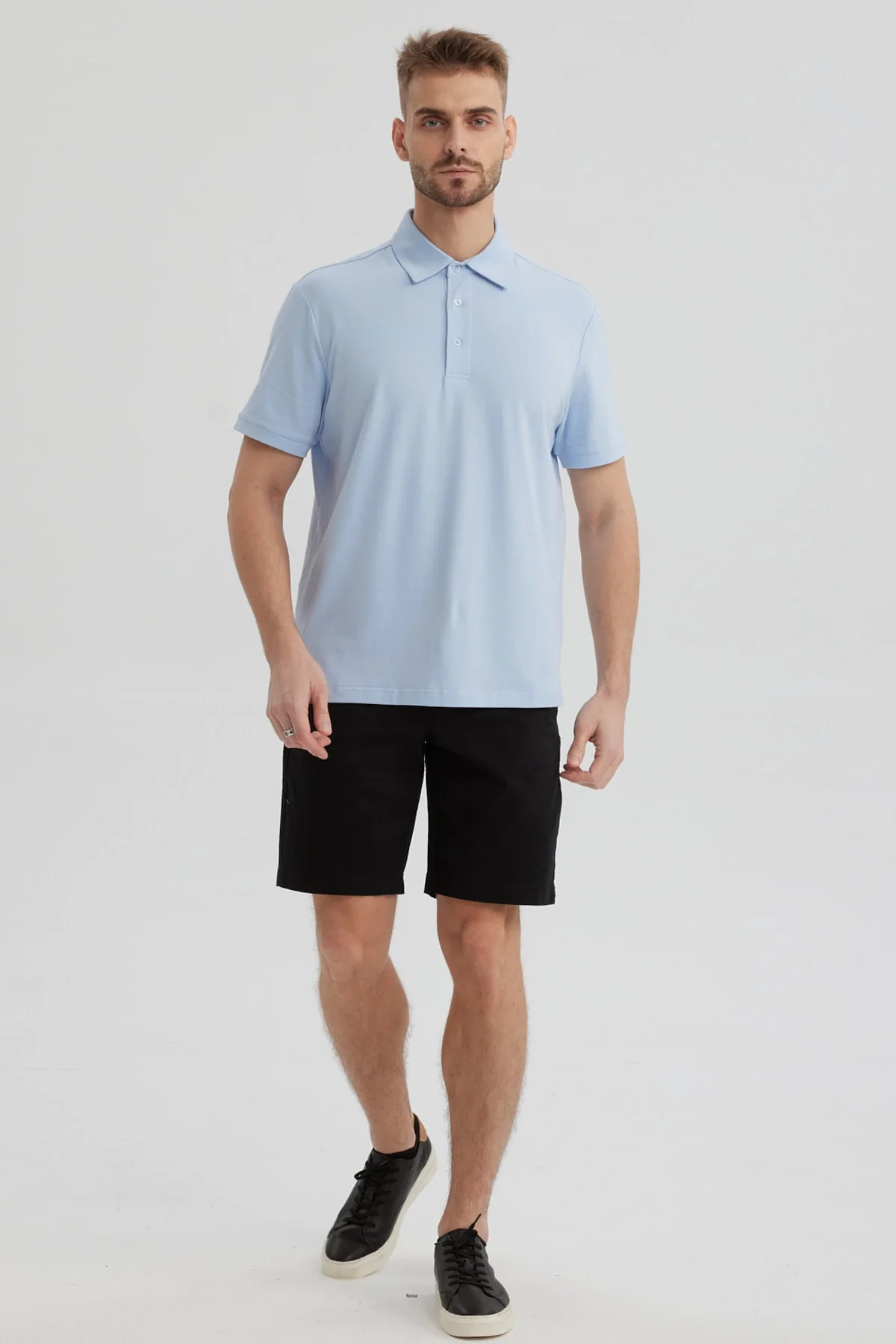 Polera Hombre Slim Cuello Camisero Celeste - Image 4