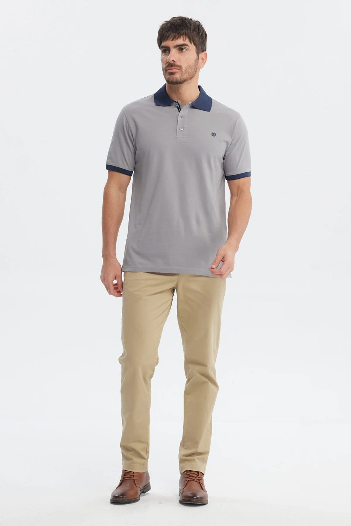 Polera Hombre Slim Cuello Camisero Gris - Image 4