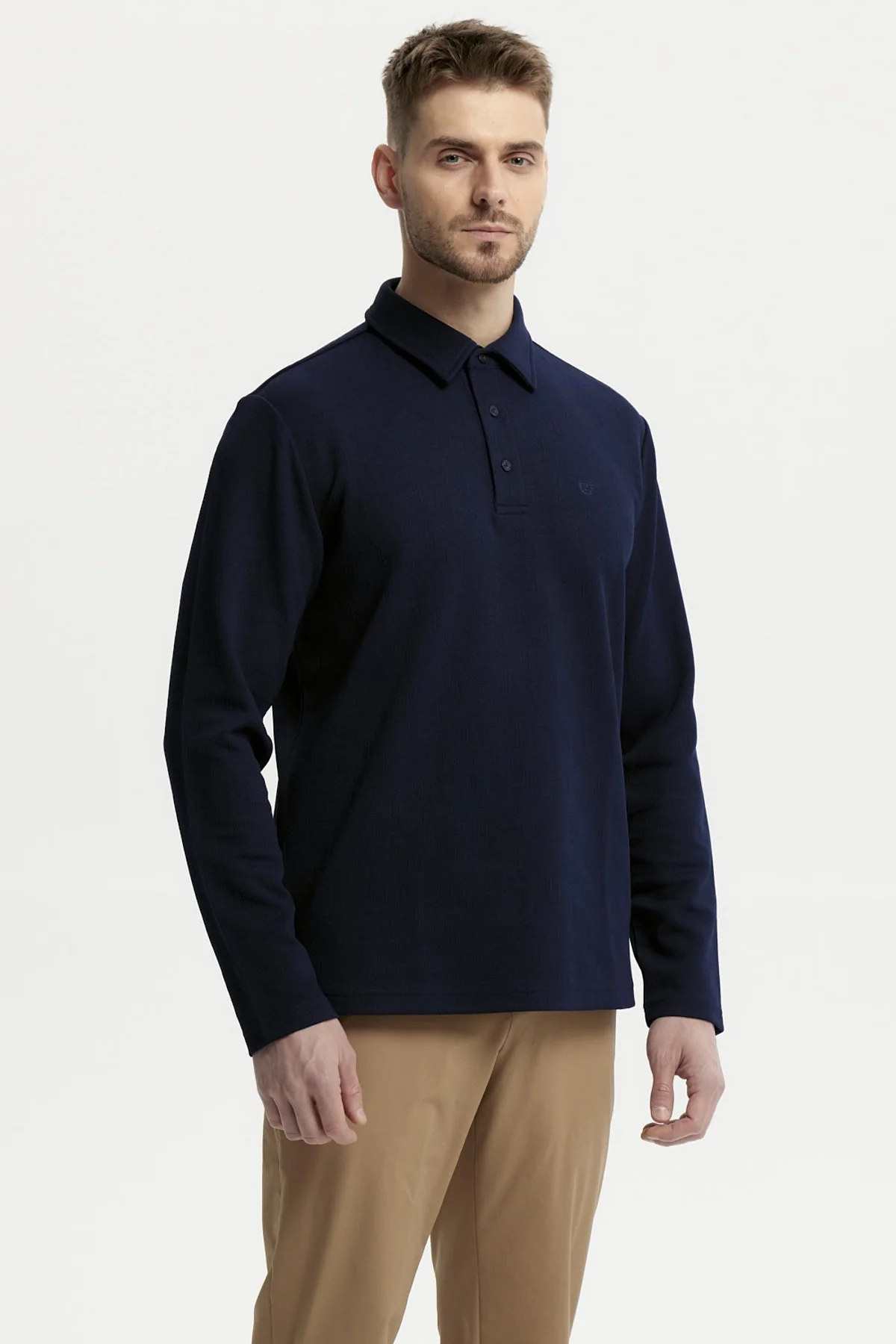 Polera Hombre Slim Cuello Polo Azul Marino - Image 2