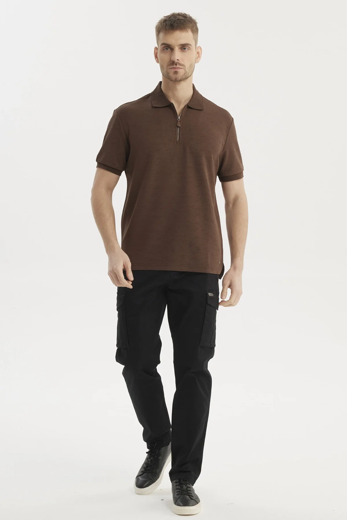Polera Hombre Textura Vertical Chocolate - Image 4
