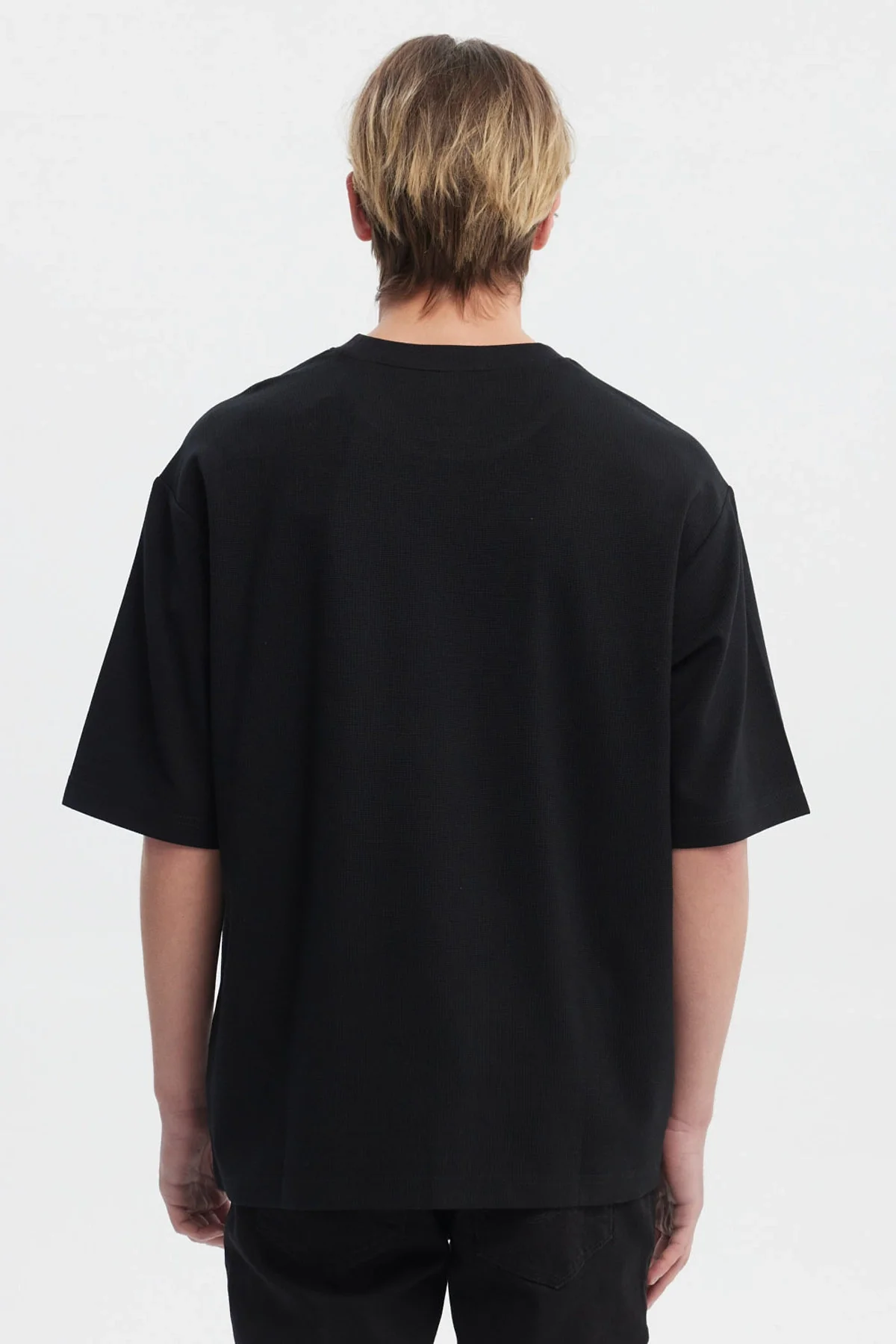Polera Hombre Waffle Label Negro - Image 3