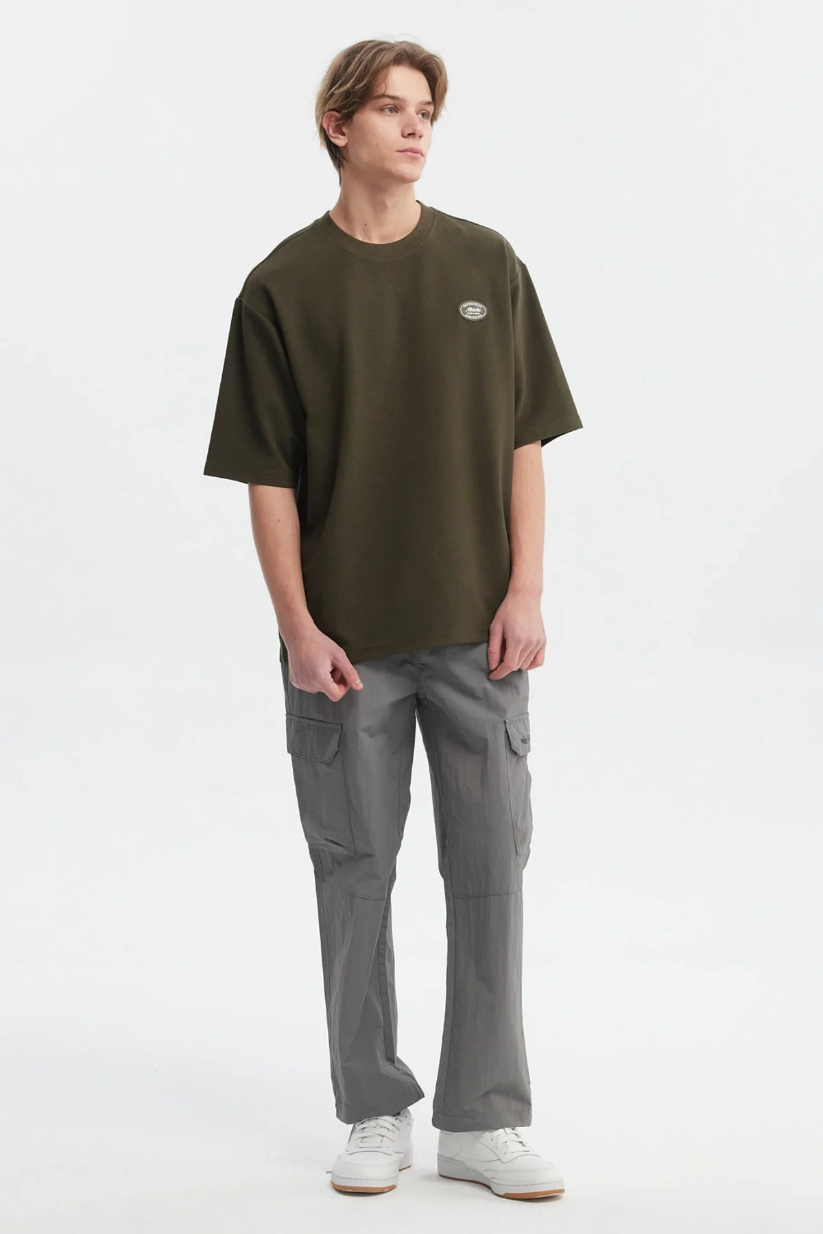 Polera Hombre Waffle Label Verde Militar - Image 4