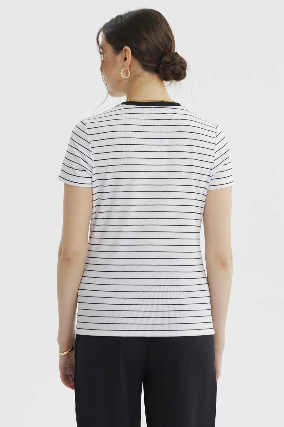 Polera Mujer Abotónado Falso Blanco / Negro - Image 3