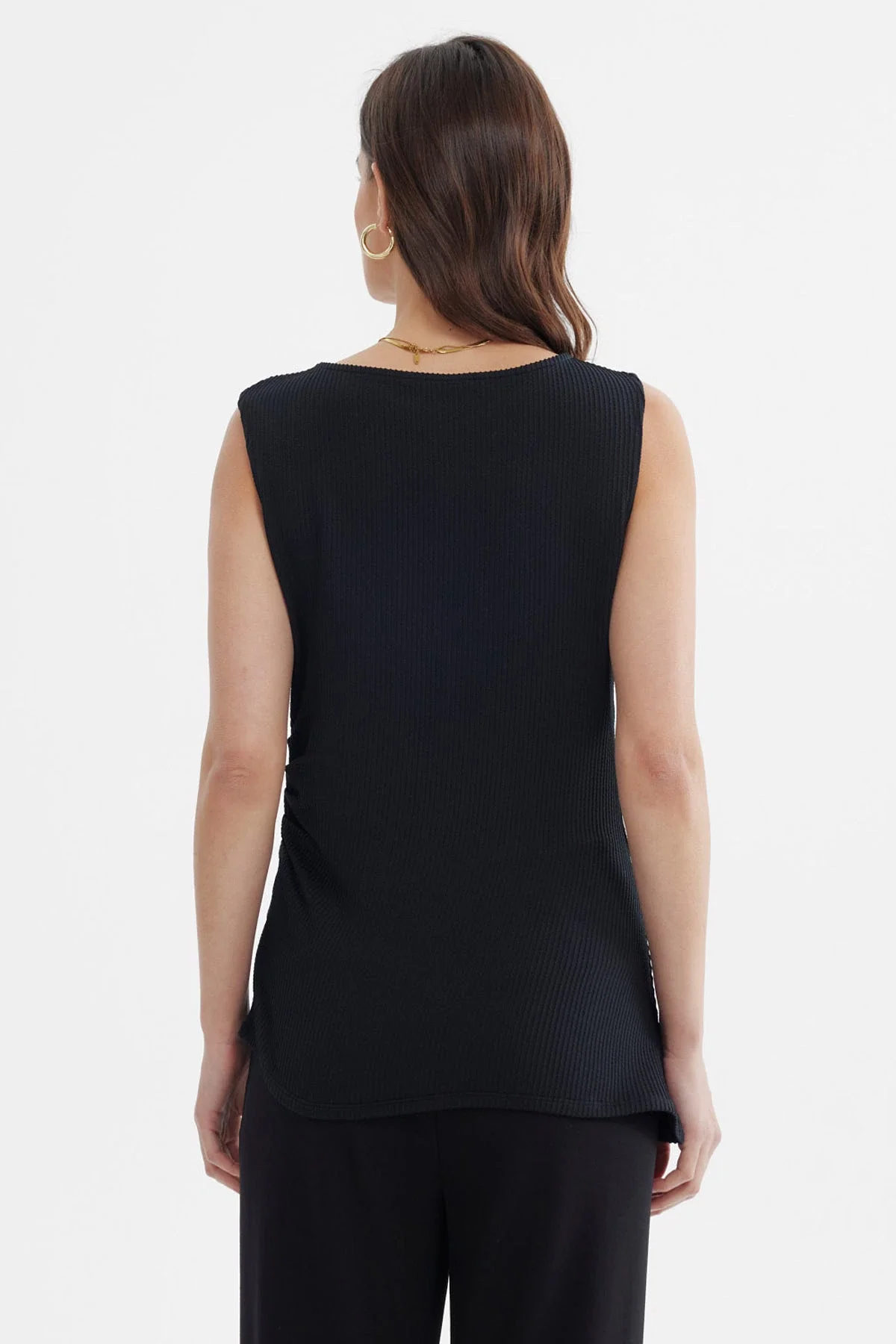 Polera Mujer Ajustada Sin Mangas Negro - Image 3
