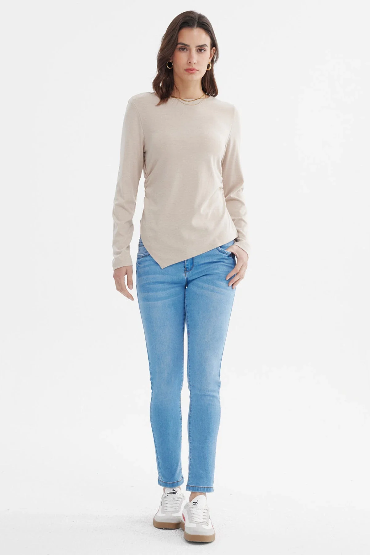 Polera Mujer Ajustado Beige - Image 4