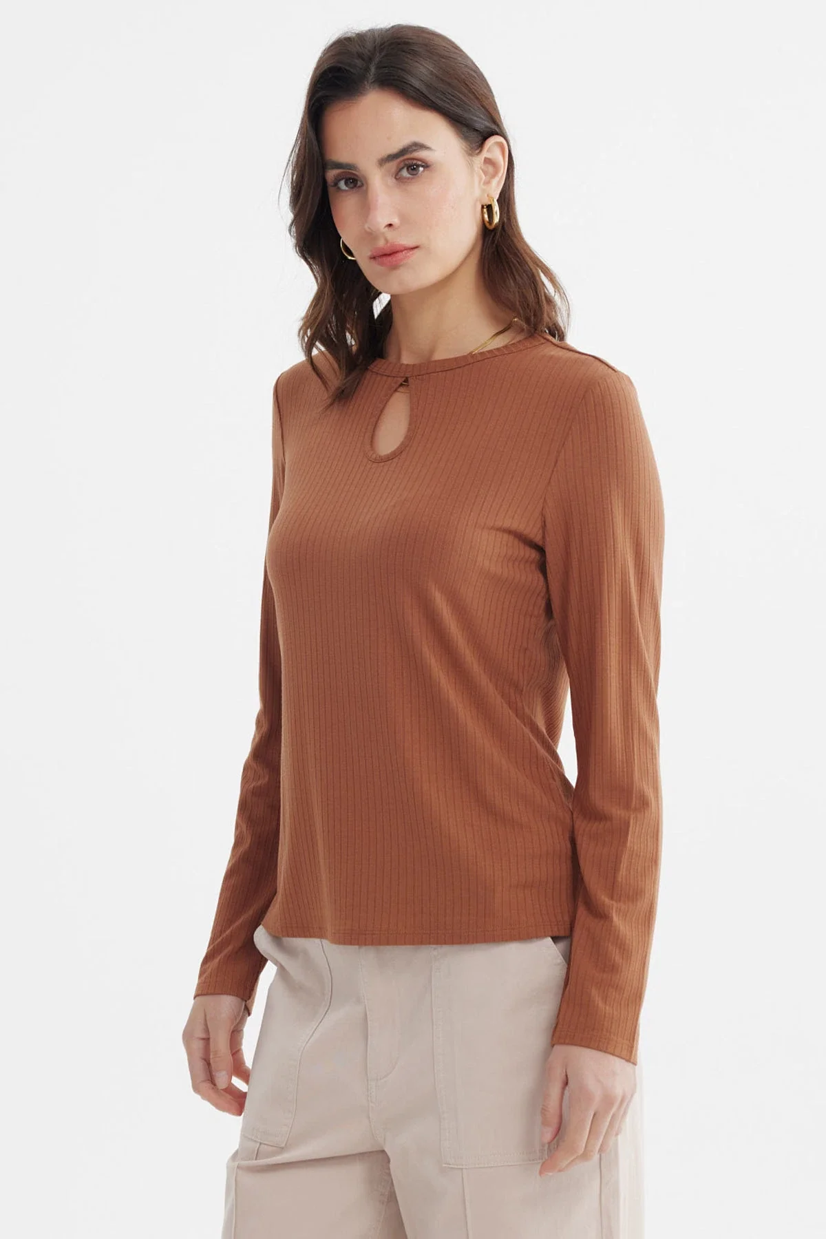 Polera Mujer Ajustado Café - Image 2