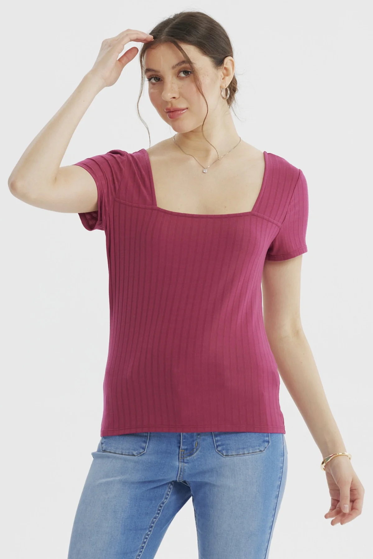 Polera Mujer Ajustado Fucsia - Image 2