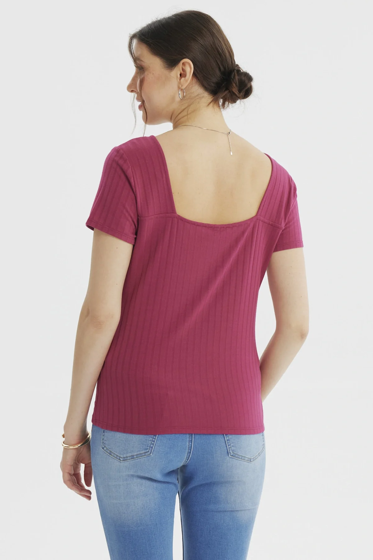 Polera Mujer Ajustado Fucsia - Image 3