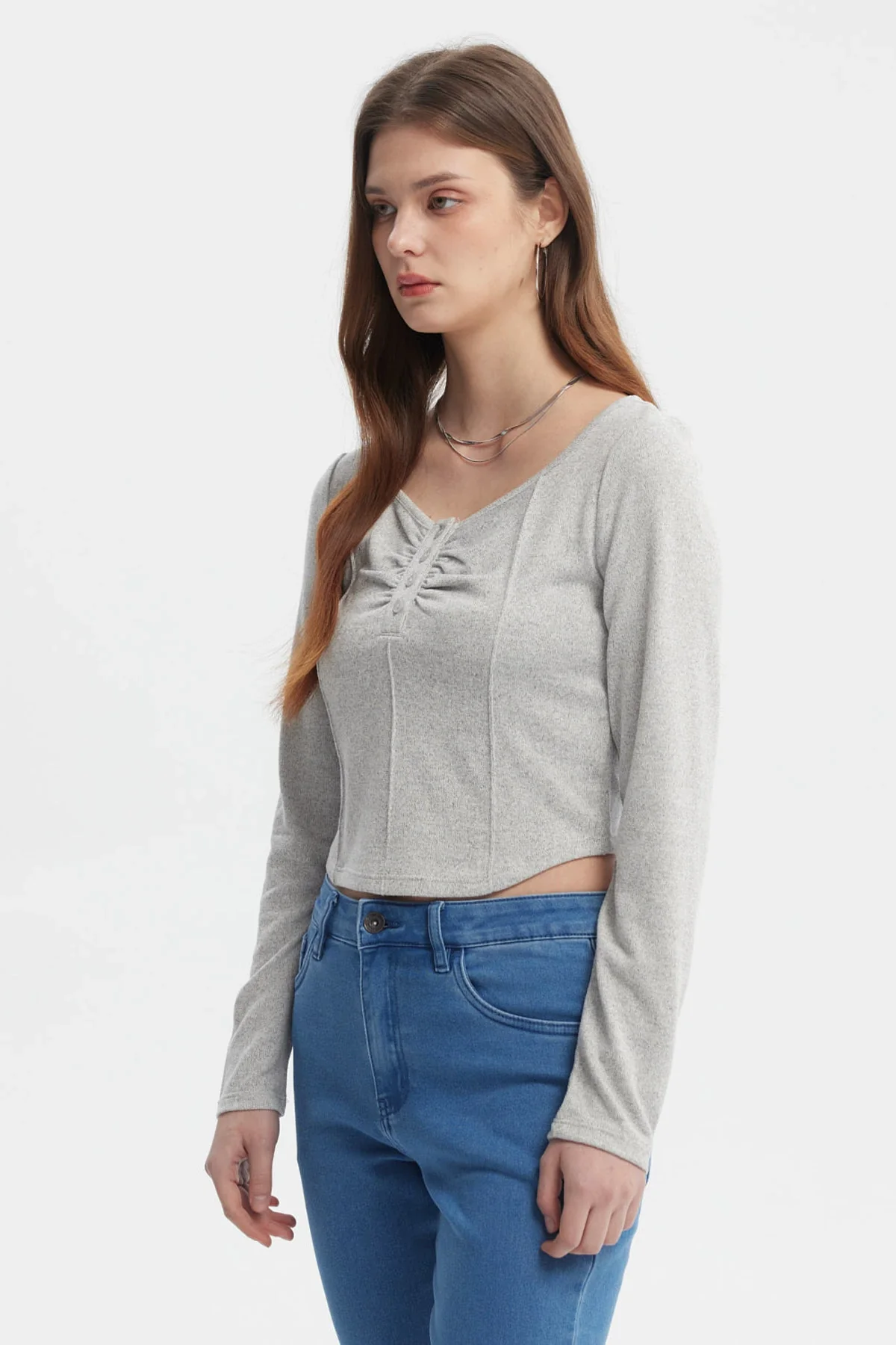 Polera Mujer Ajustado Gris - Image 2