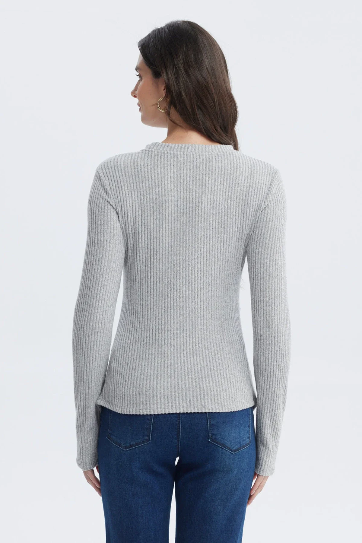 Polera Mujer Ajustado Gris Melange - Image 2