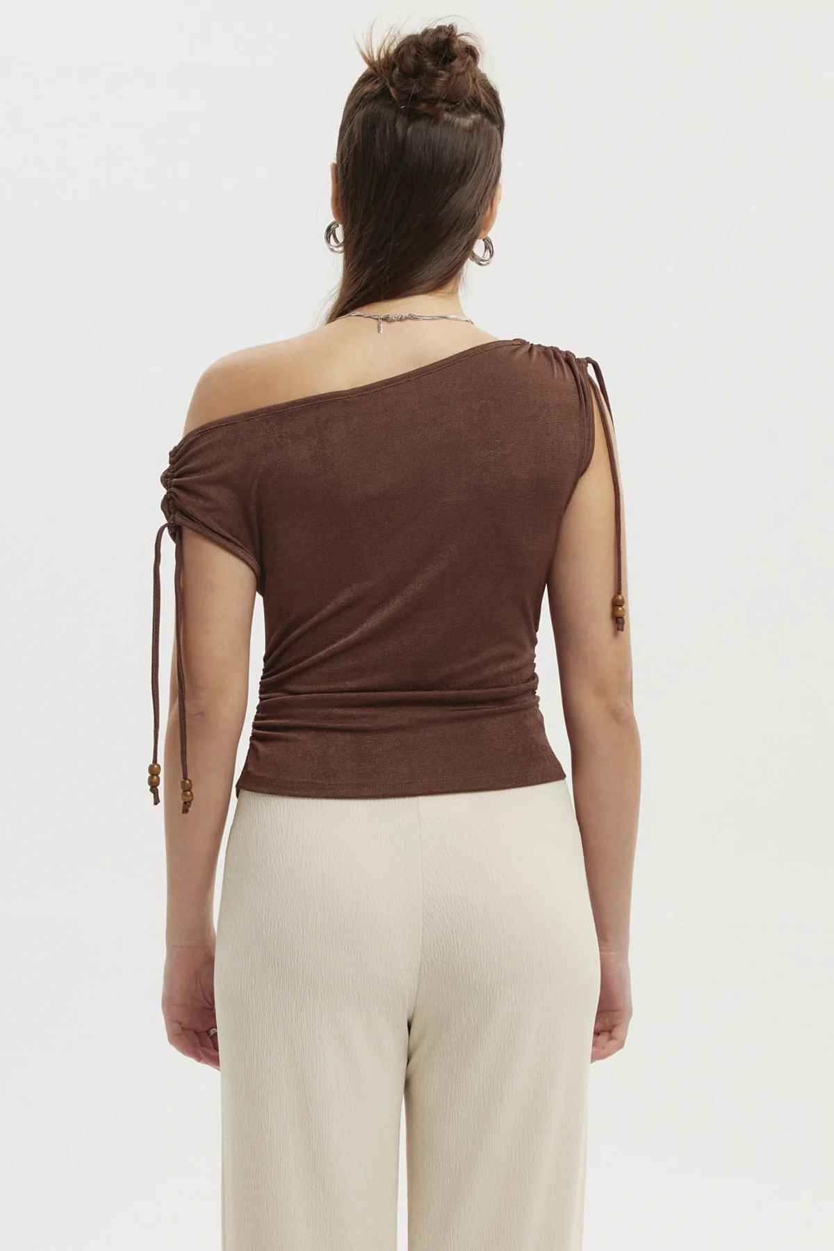 Polera Mujer Ajustado Nudo Café Oscuro - Image 3