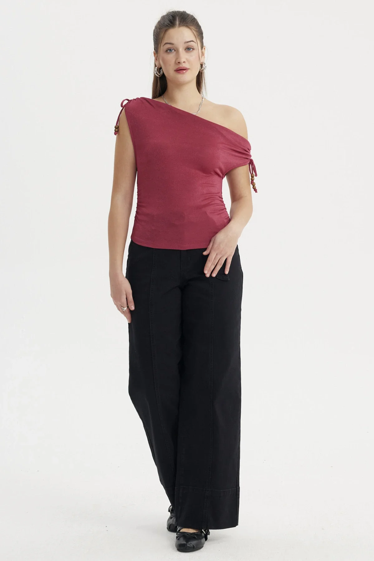 Polera Mujer Ajustado Nudo Magenta - Image 4