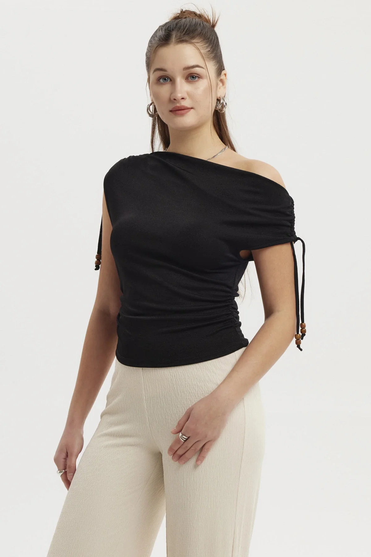 Polera Mujer Ajustado Nudo Negro - Image 2