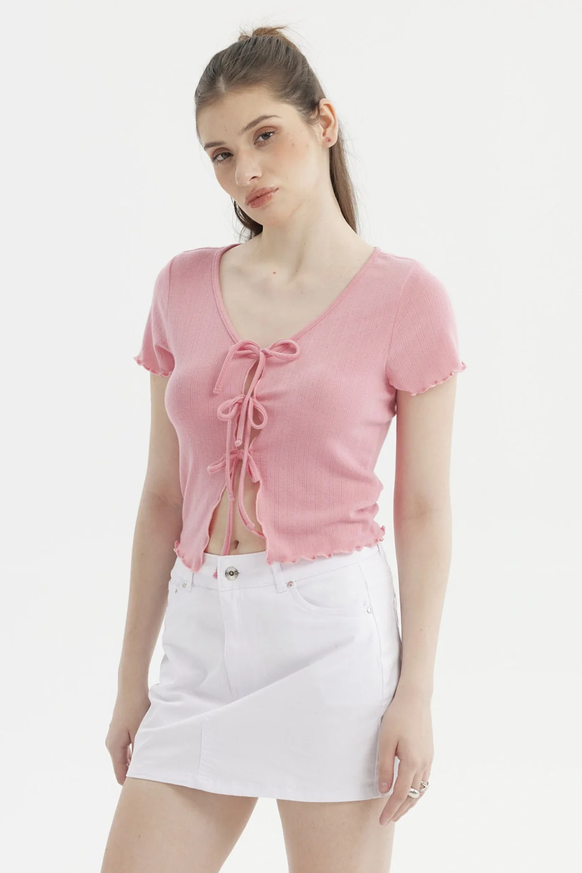 Polera Mujer Amarra Delantero Rosado Claro - Image 2