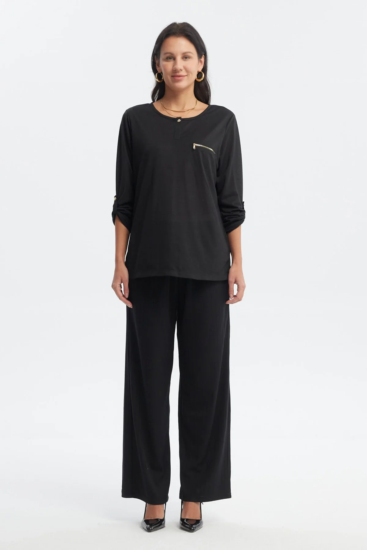 Polera Mujer Aplicación Cierre Negro - Image 4