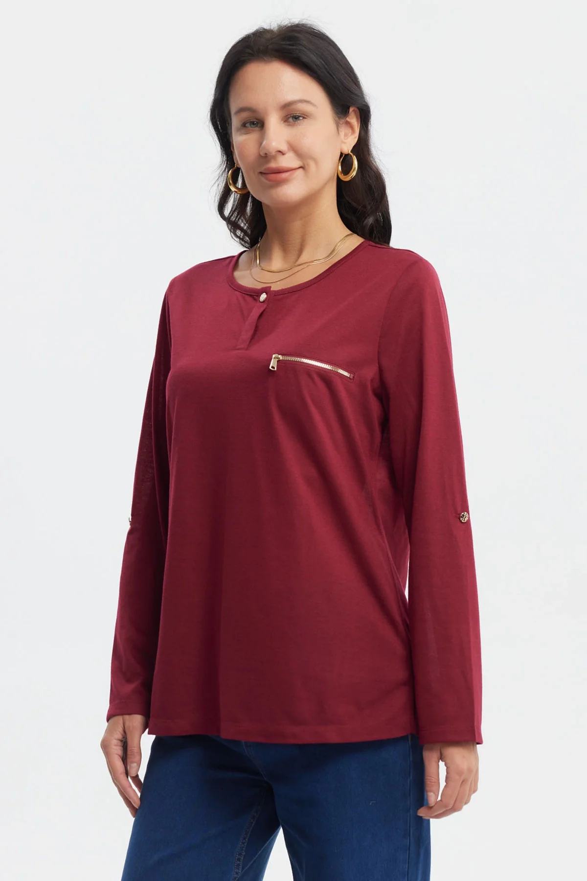 Polera Mujer Aplicación Cierre Rojo - Image 2