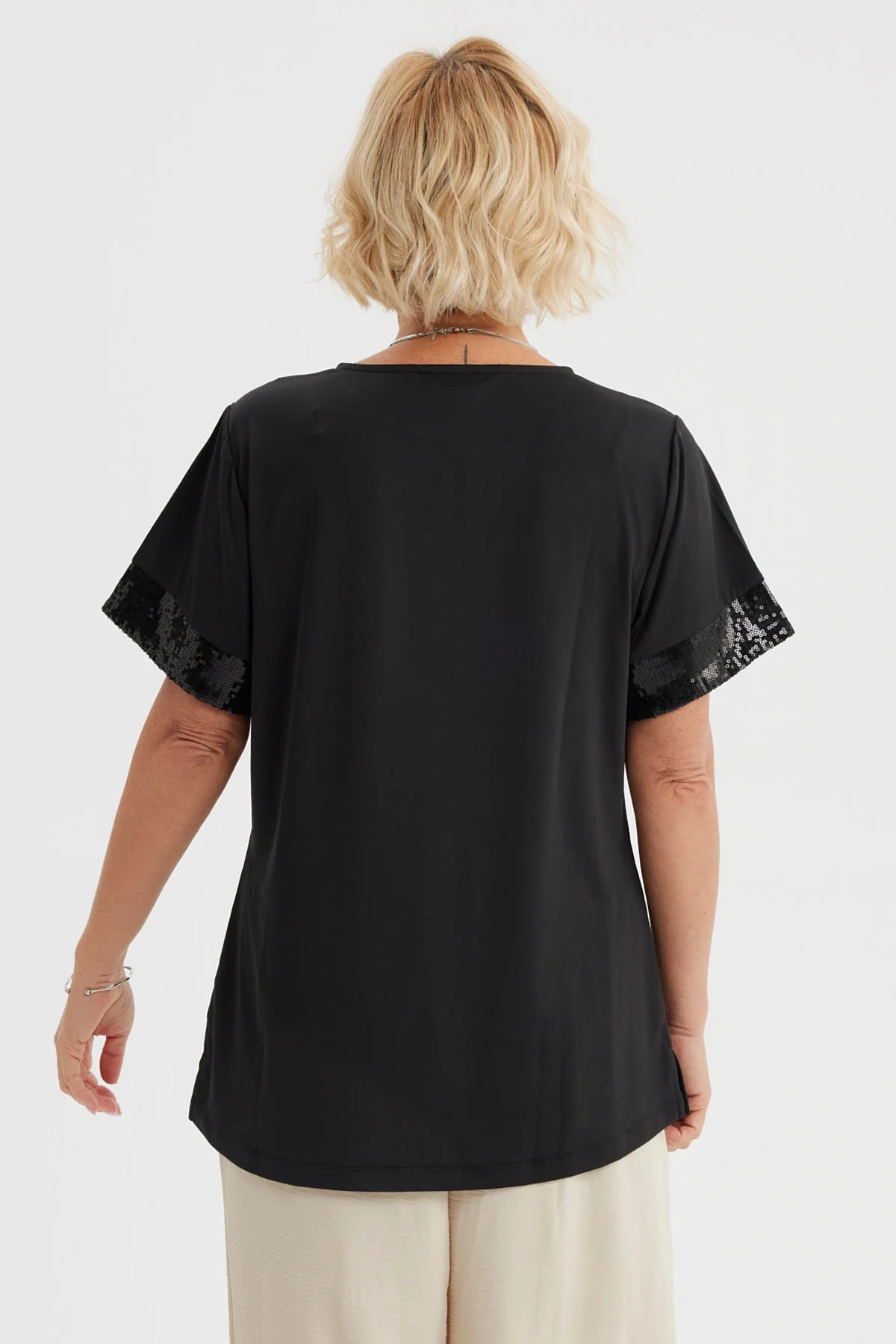 Polera Mujer Aplicación Encaje Negro - Image 3