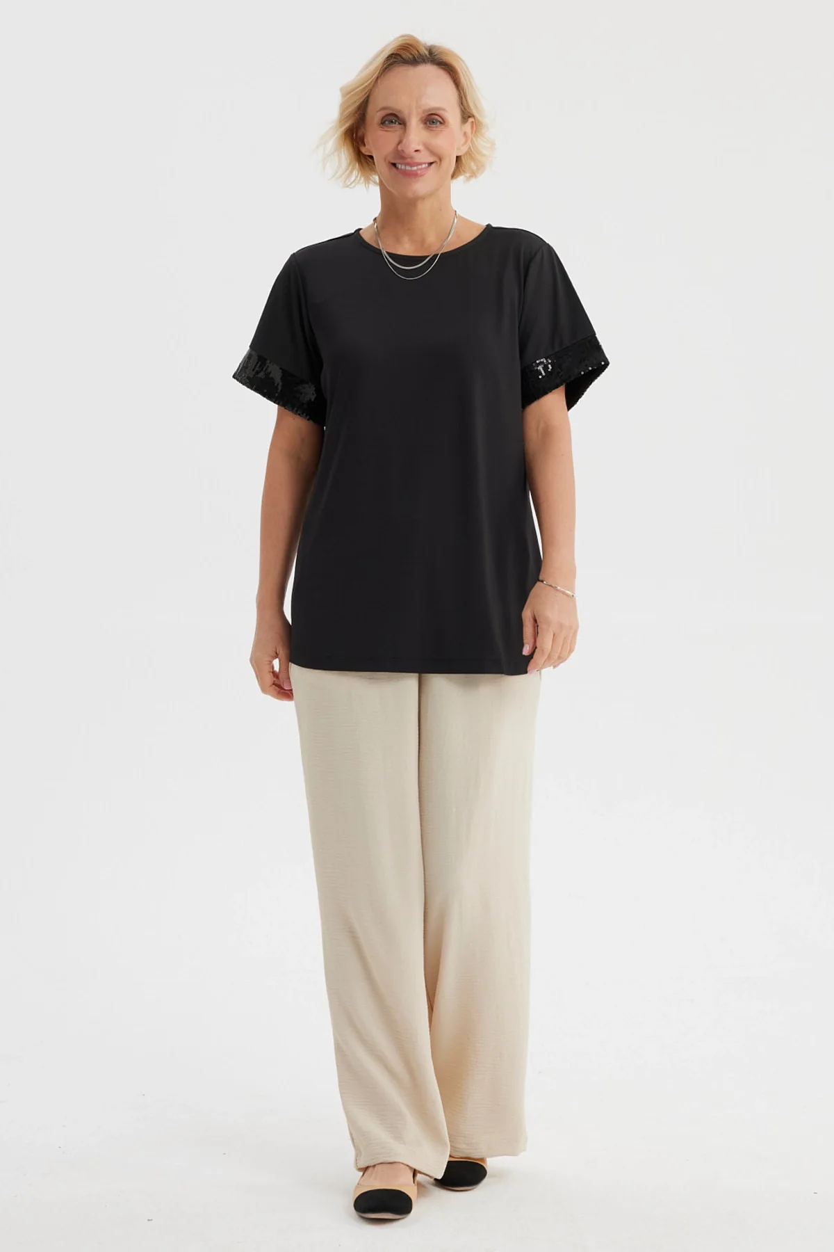 Polera Mujer Aplicación Encaje Negro - Image 4