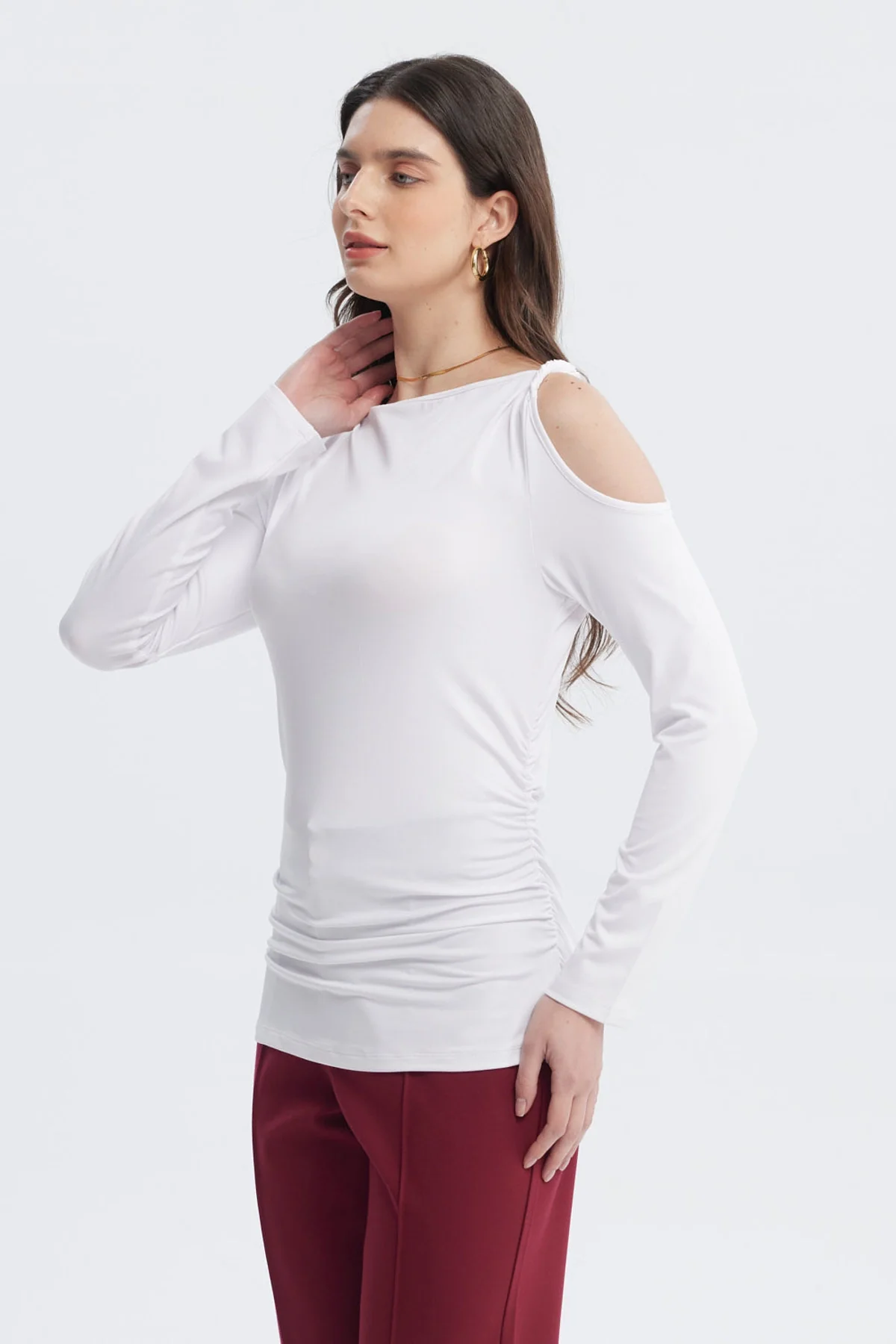 Polera Mujer Aplicación Nudo Hombro Crudo - Image 2
