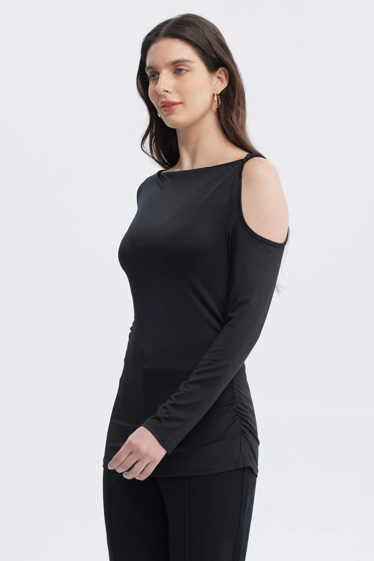 Polera Mujer Aplicación Nudo Hombro Negro - Image 2