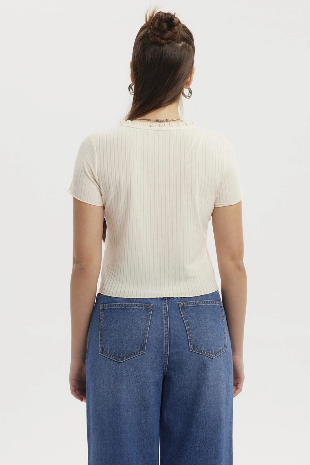 Polera Mujer Aplicación Vuelos Abotonado Crema - Image 3