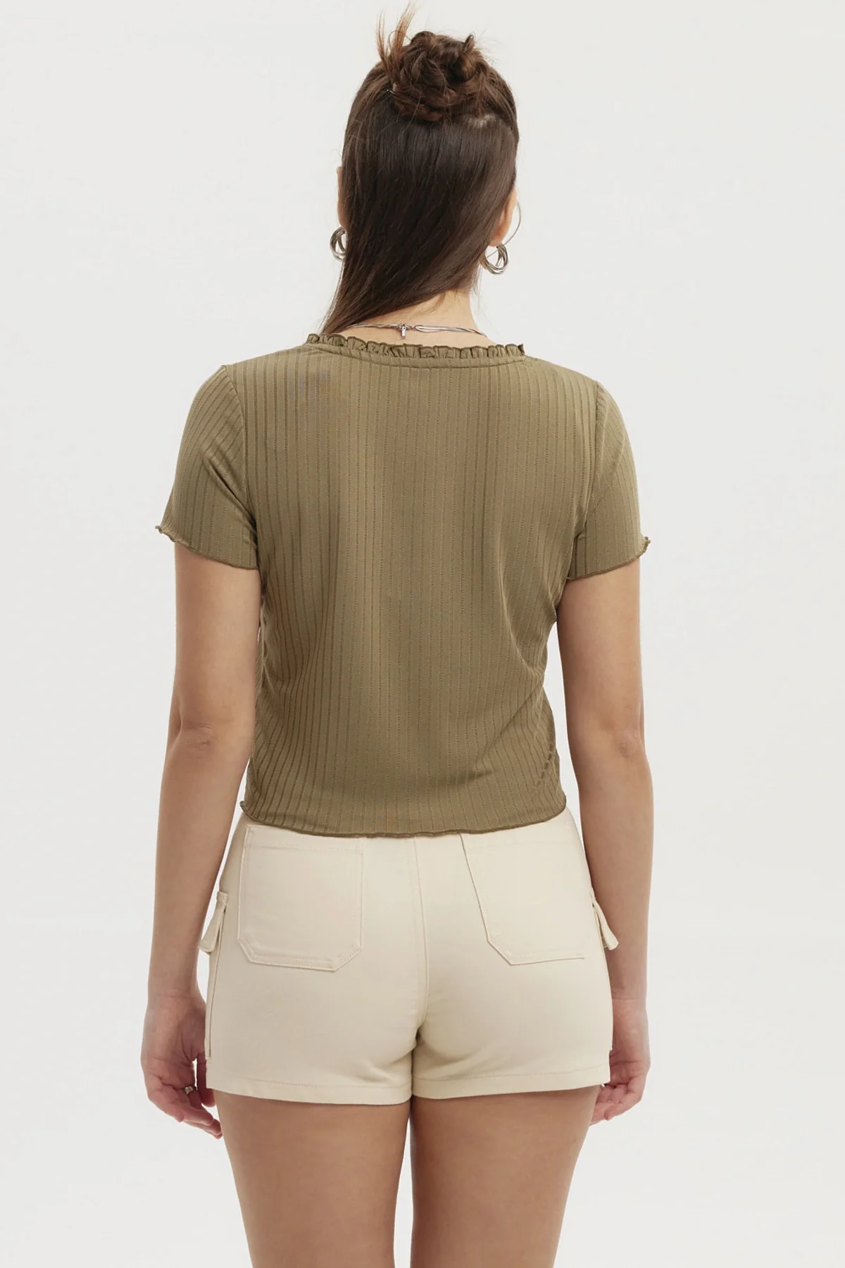 Polera Mujer Aplicación Vuelos Abotonado Verde Claro - Image 3