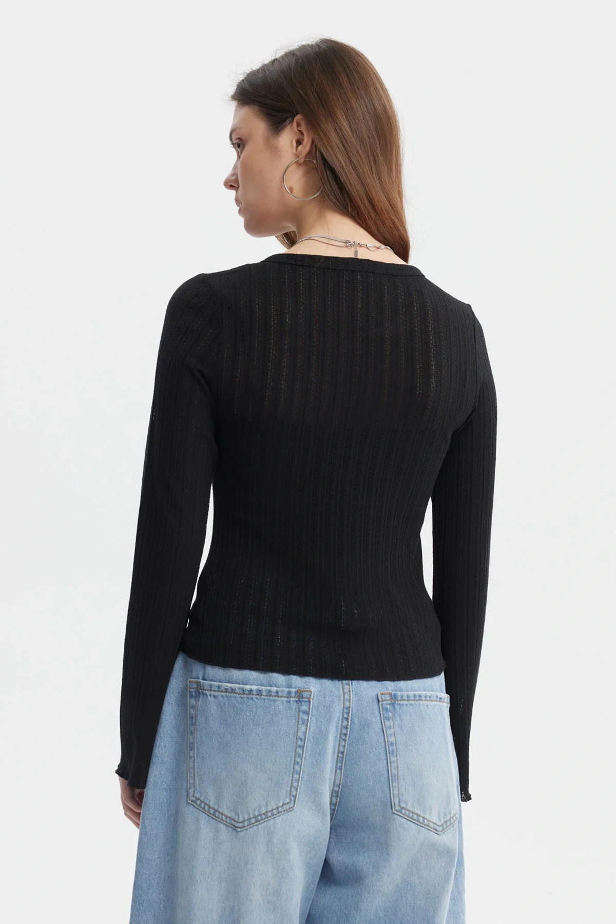 Polera Mujer Asimétrica Botones Negro - Image 3