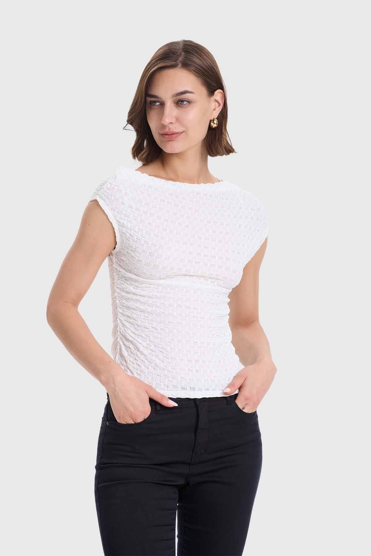 Polera Mujer Asimétrico Crudo - Image 2