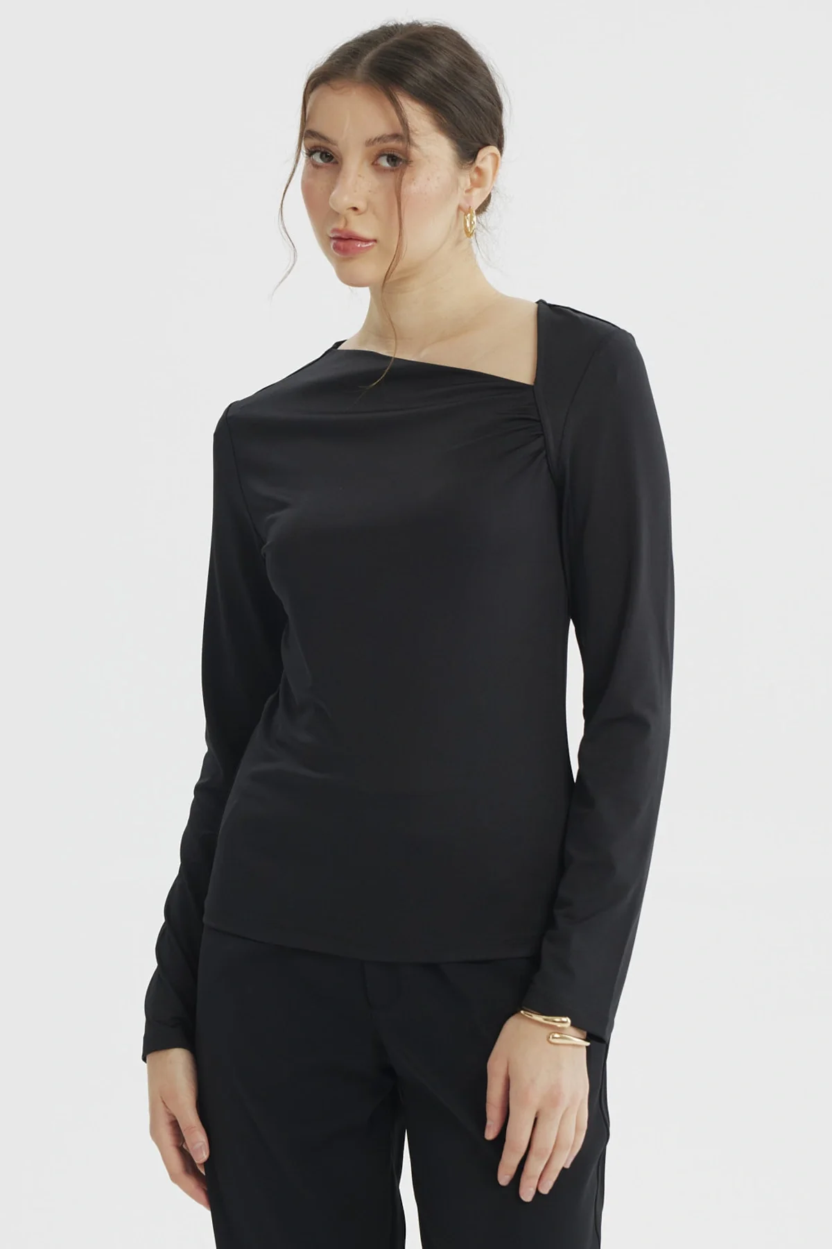 Polera Mujer Asimétrico Negro - Image 2