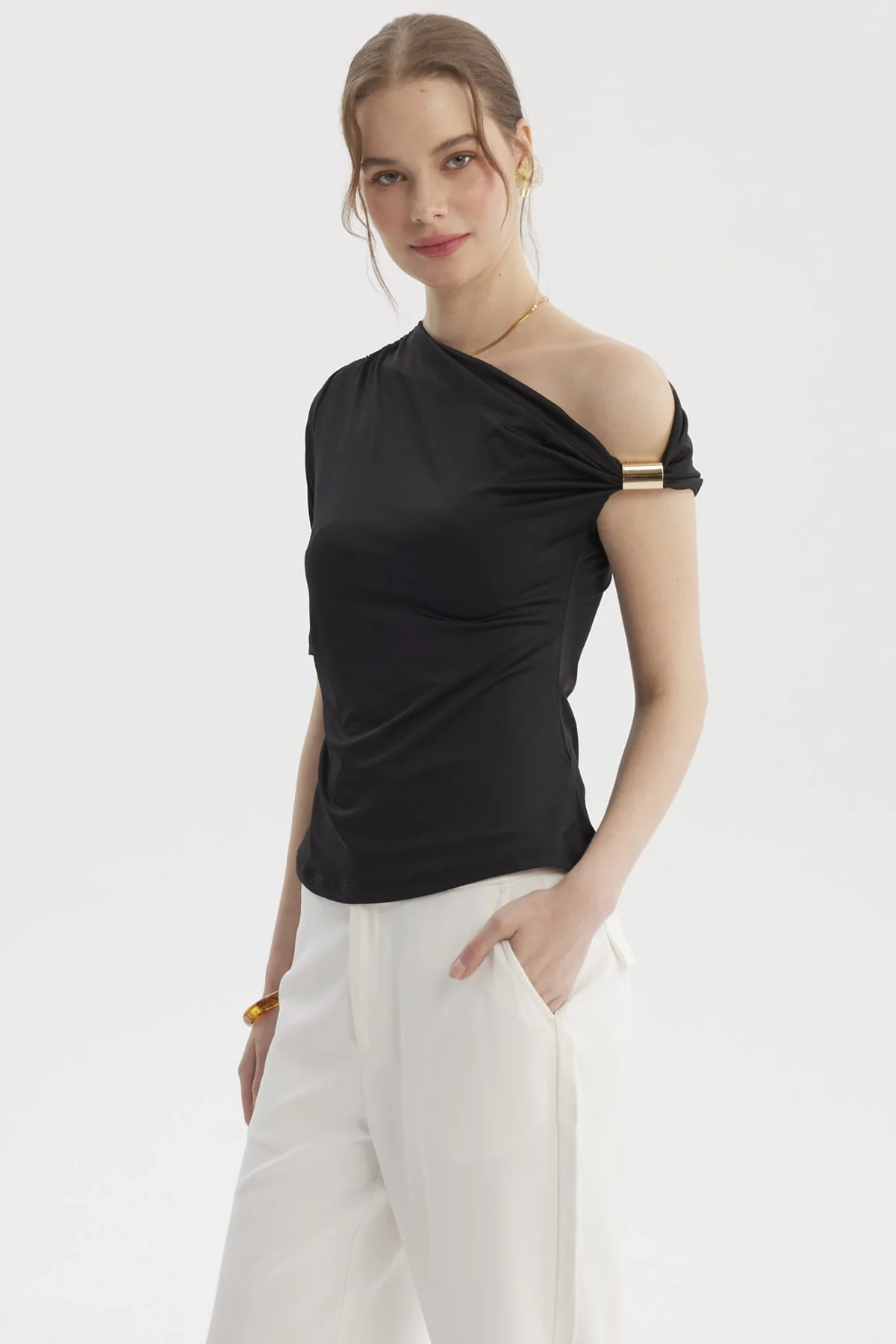 Polera Mujer Asimétrico Negro - Image 2