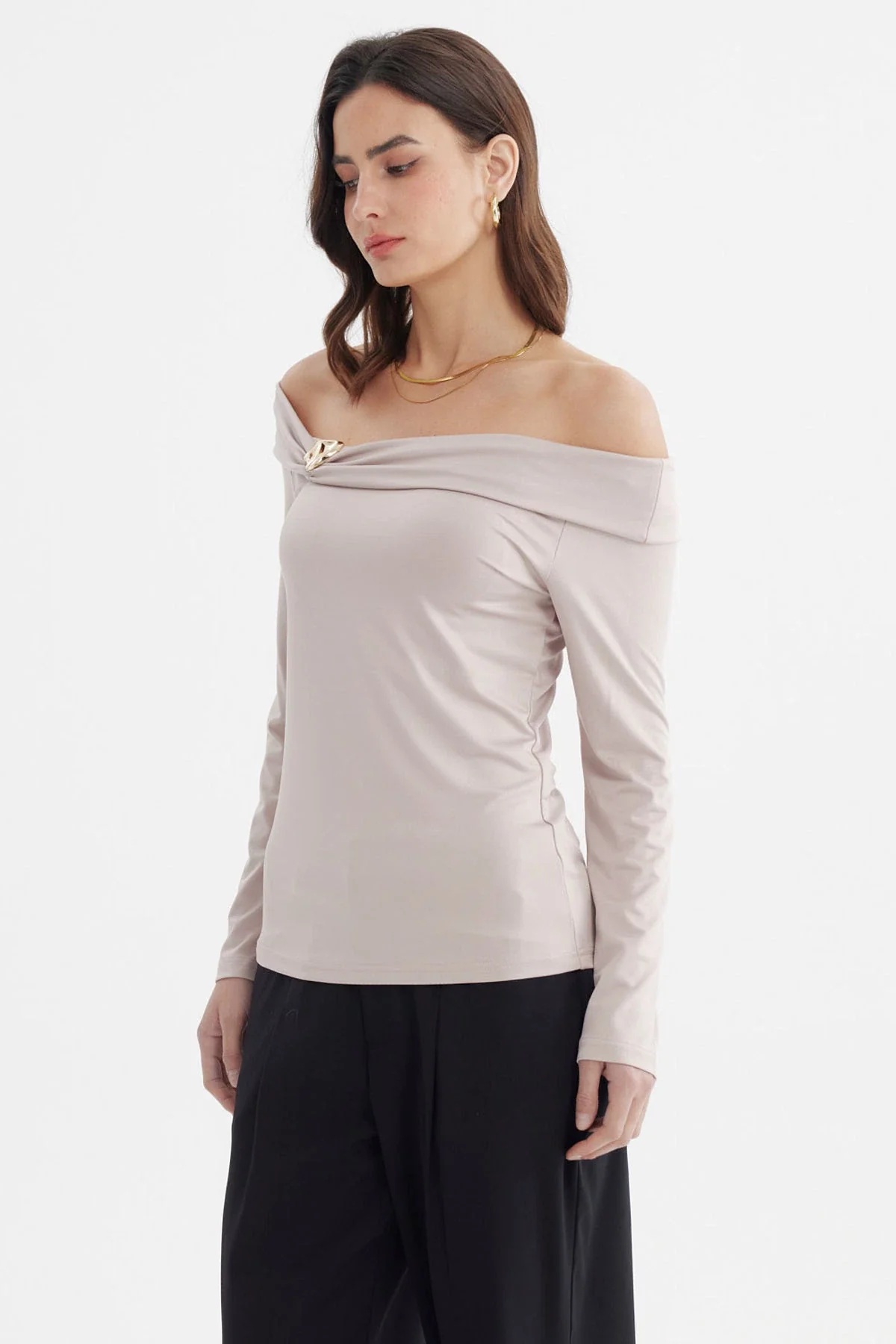 Polera Mujer Bardot Beige - Image 2