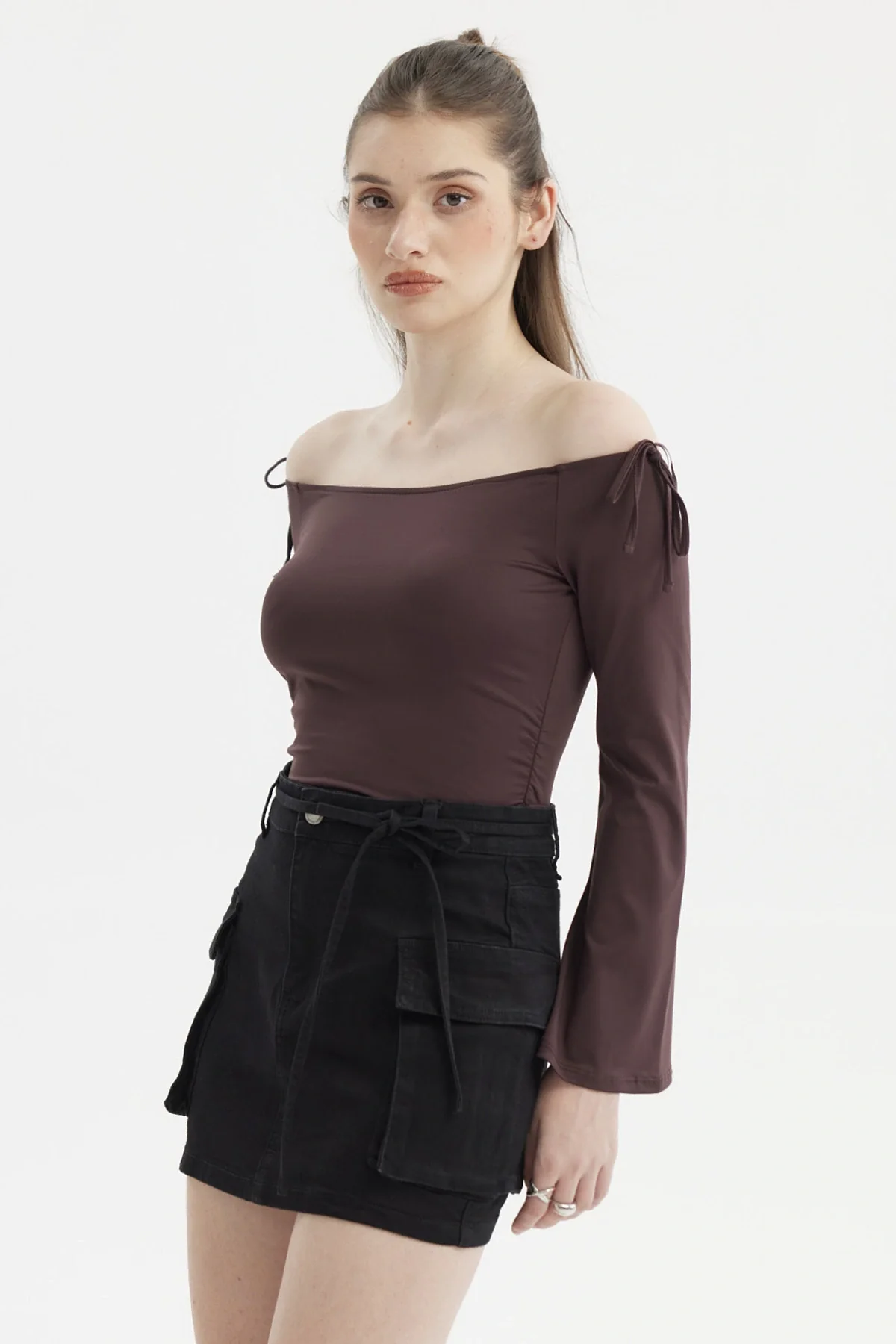 Polera Mujer Bardot Hombros Chocolate - Image 2