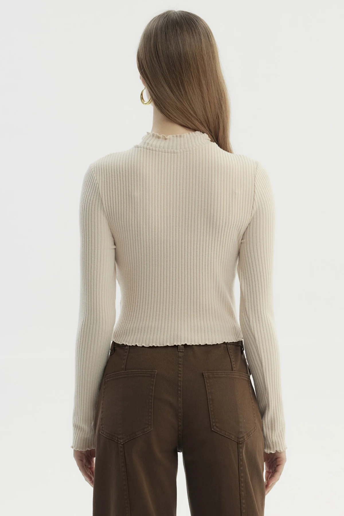 Polera Mujer Basic Ajustado Beige - Image 3