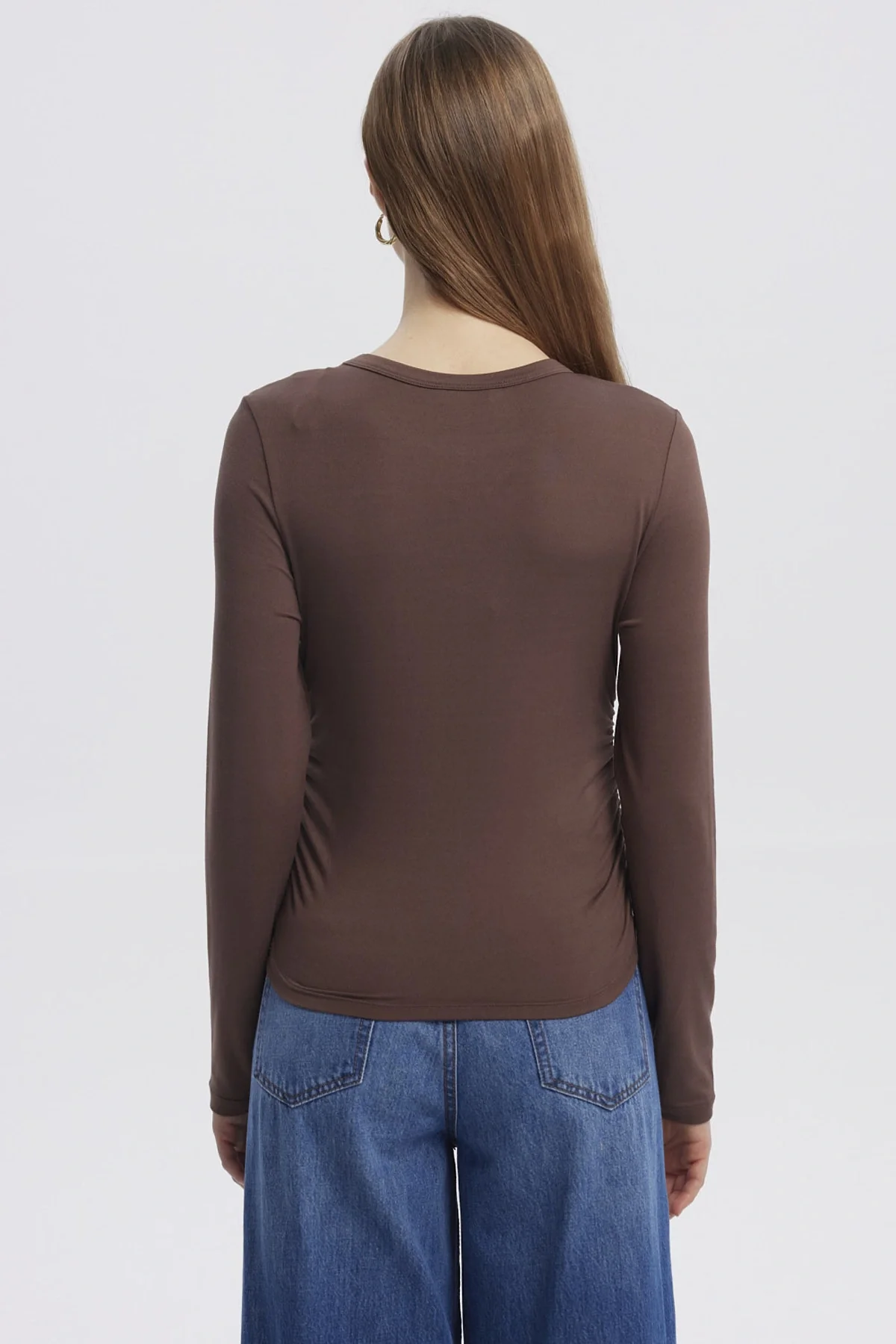 Polera Mujer Basic Café Oscuro - Image 3