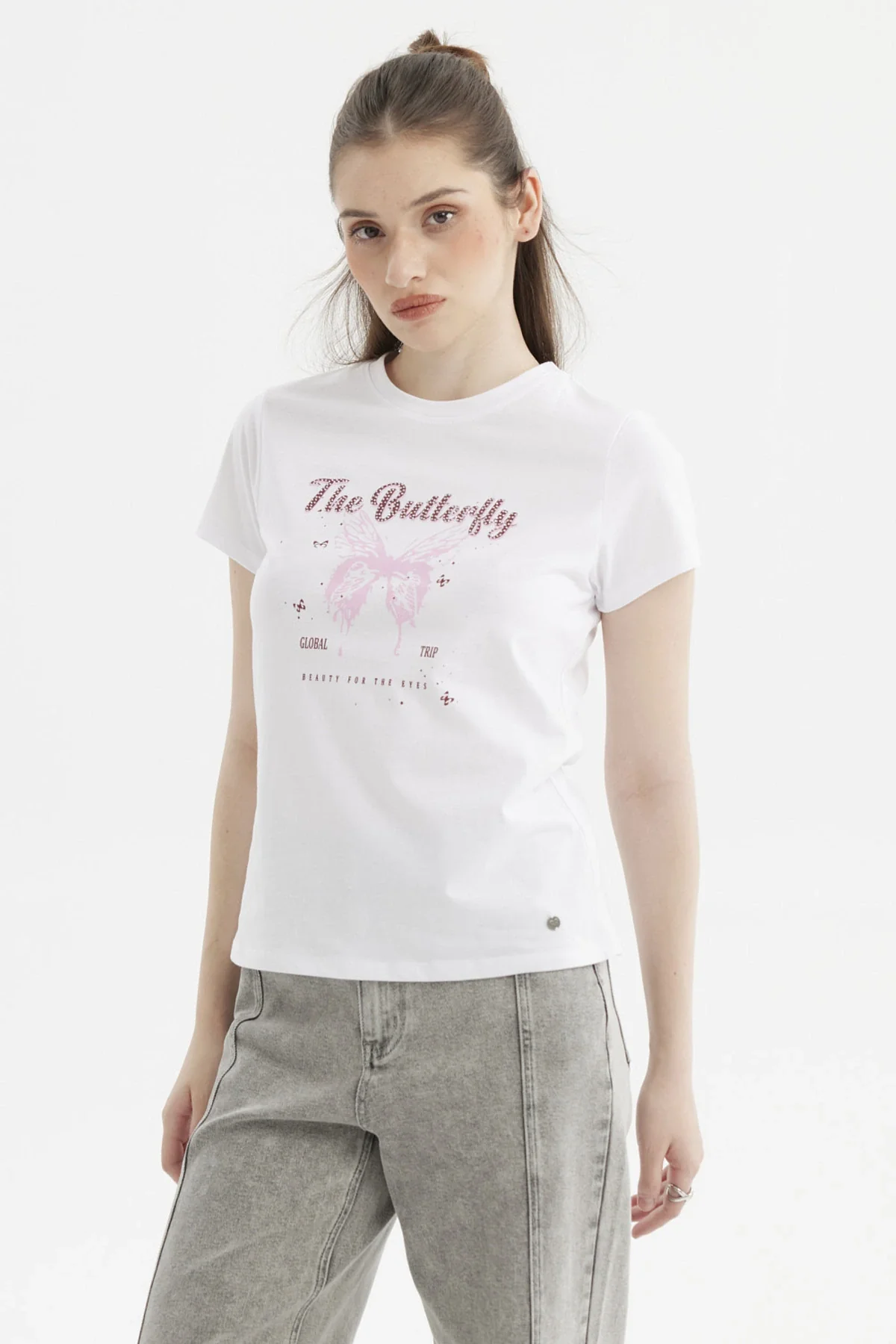Polera Mujer Básica Blanco / Rojo - Image 2