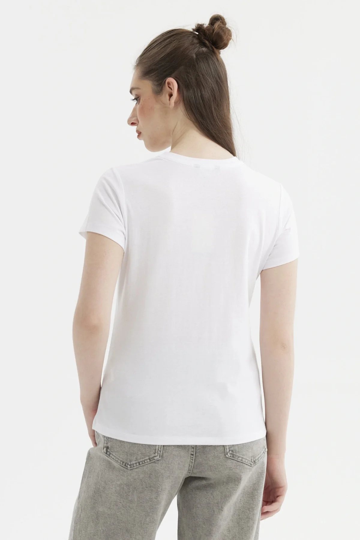 Polera Mujer Básica Blanco / Rojo - Image 3