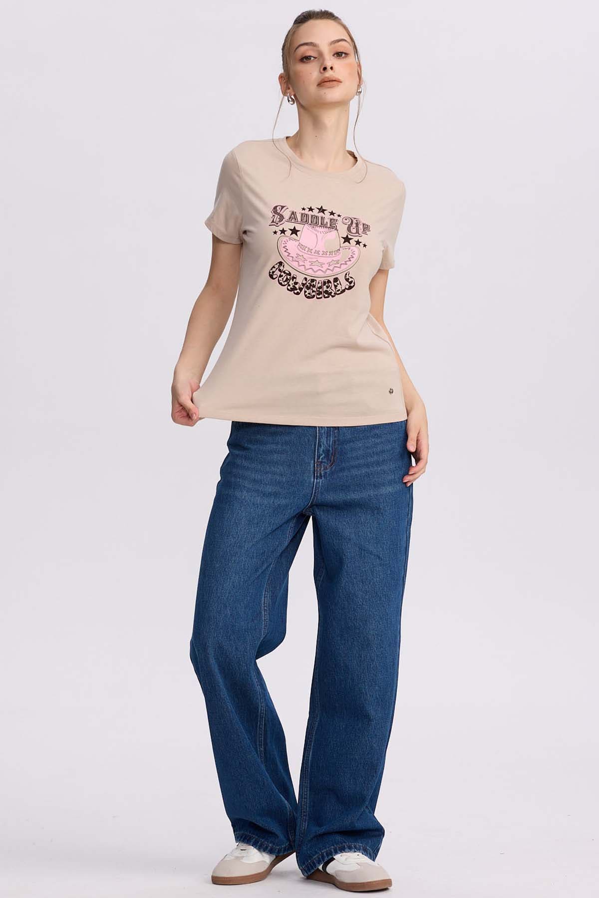 Polera Mujer Básica Print Beige - Image 4