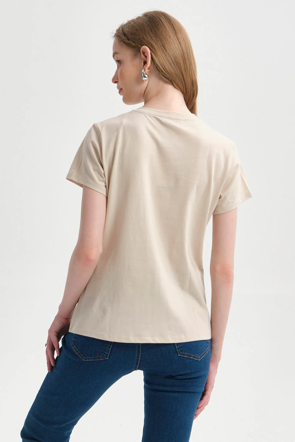 Polera Mujer Básica Print Beige Claro - Image 3