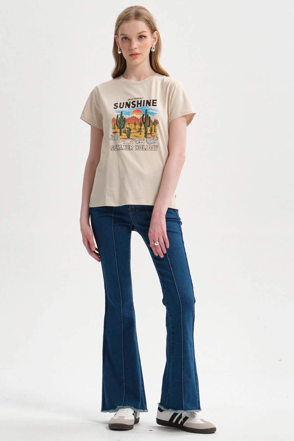 Polera Mujer Básica Print Beige Claro - Image 4