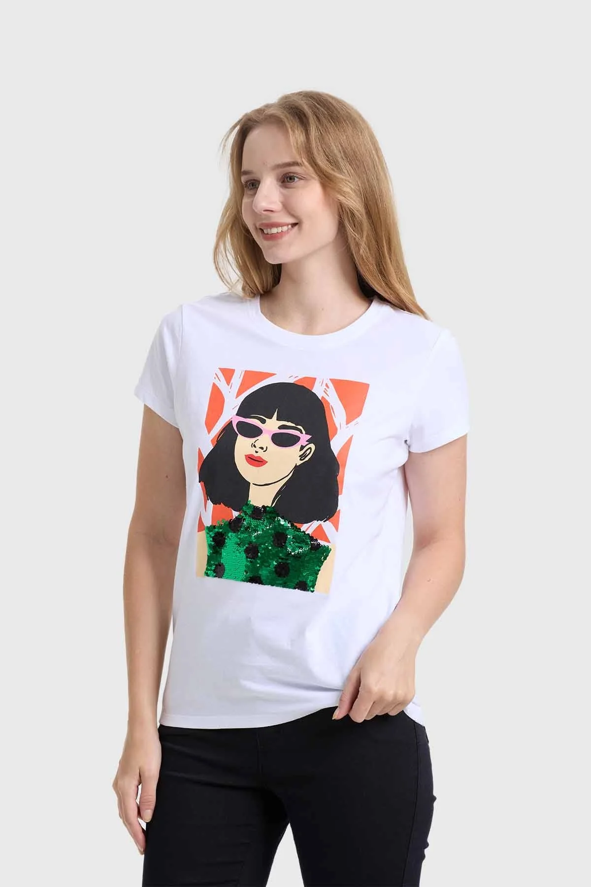 Polera Mujer Básica Print Blanco - Image 2
