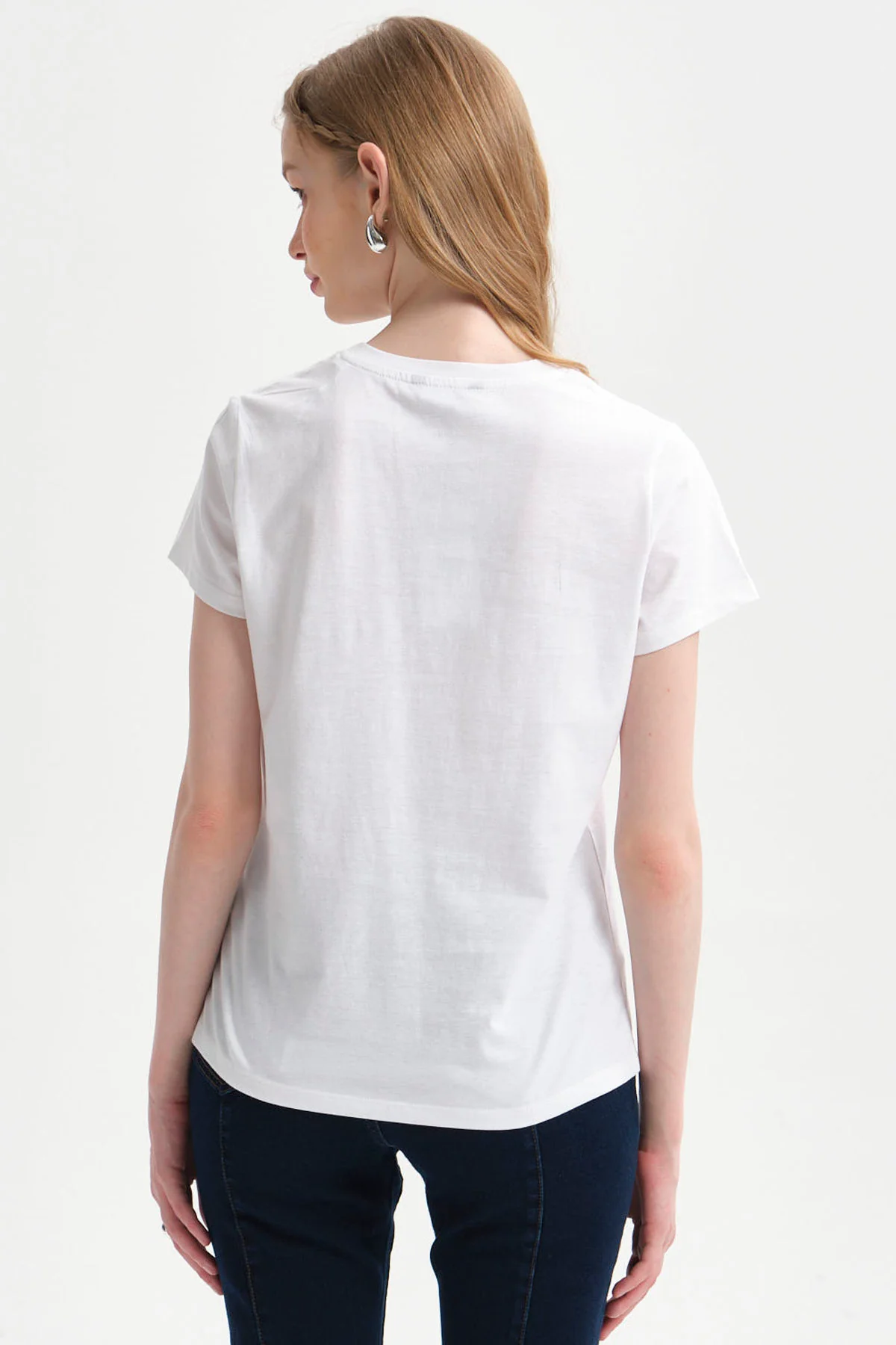 Polera Mujer Básica Print Blanco / Rosado - Image 3