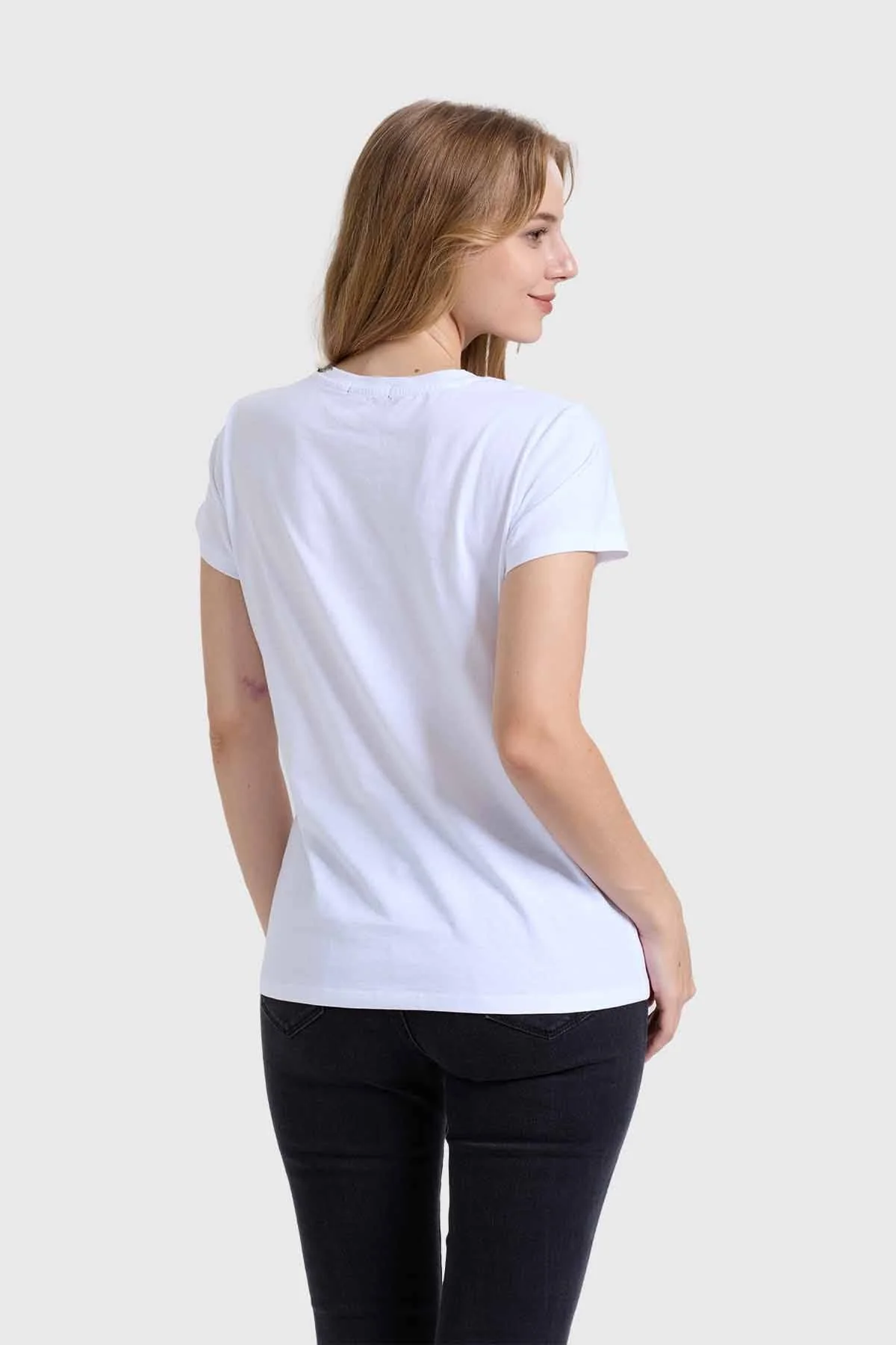 Polera Mujer Básica Print Blanco / Turquesa - Image 3