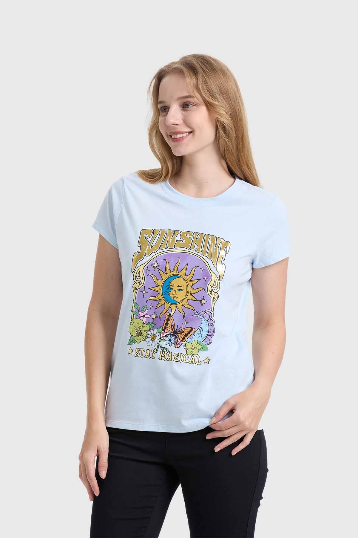Polera Mujer Básica Print Celeste - Image 2