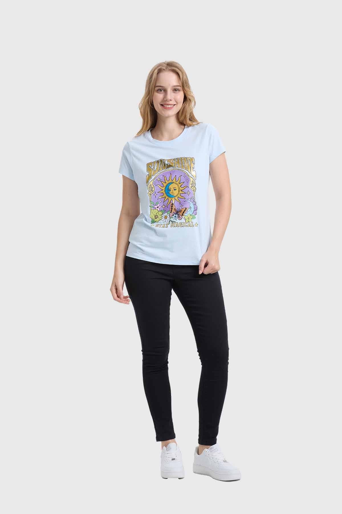 Polera Mujer Básica Print Celeste - Image 4