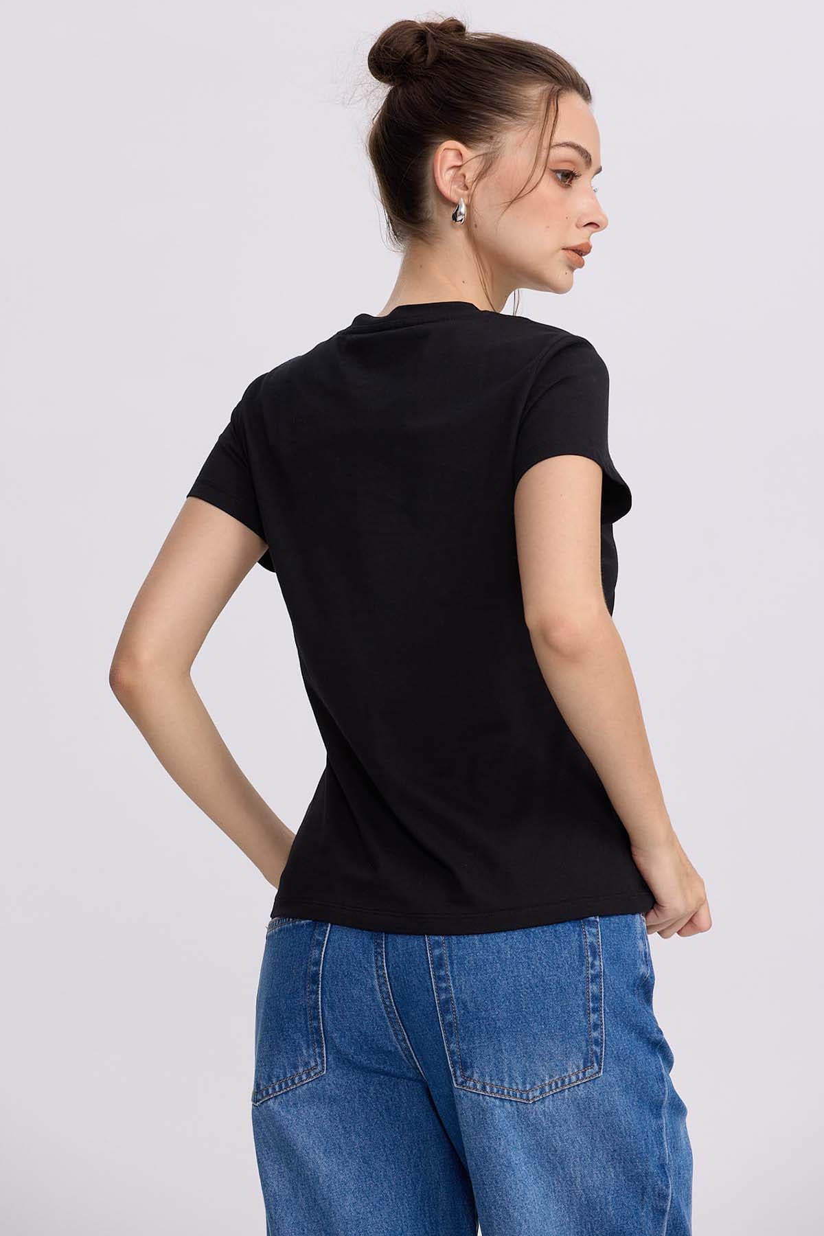 Polera Mujer Básica Print Negro - Image 3