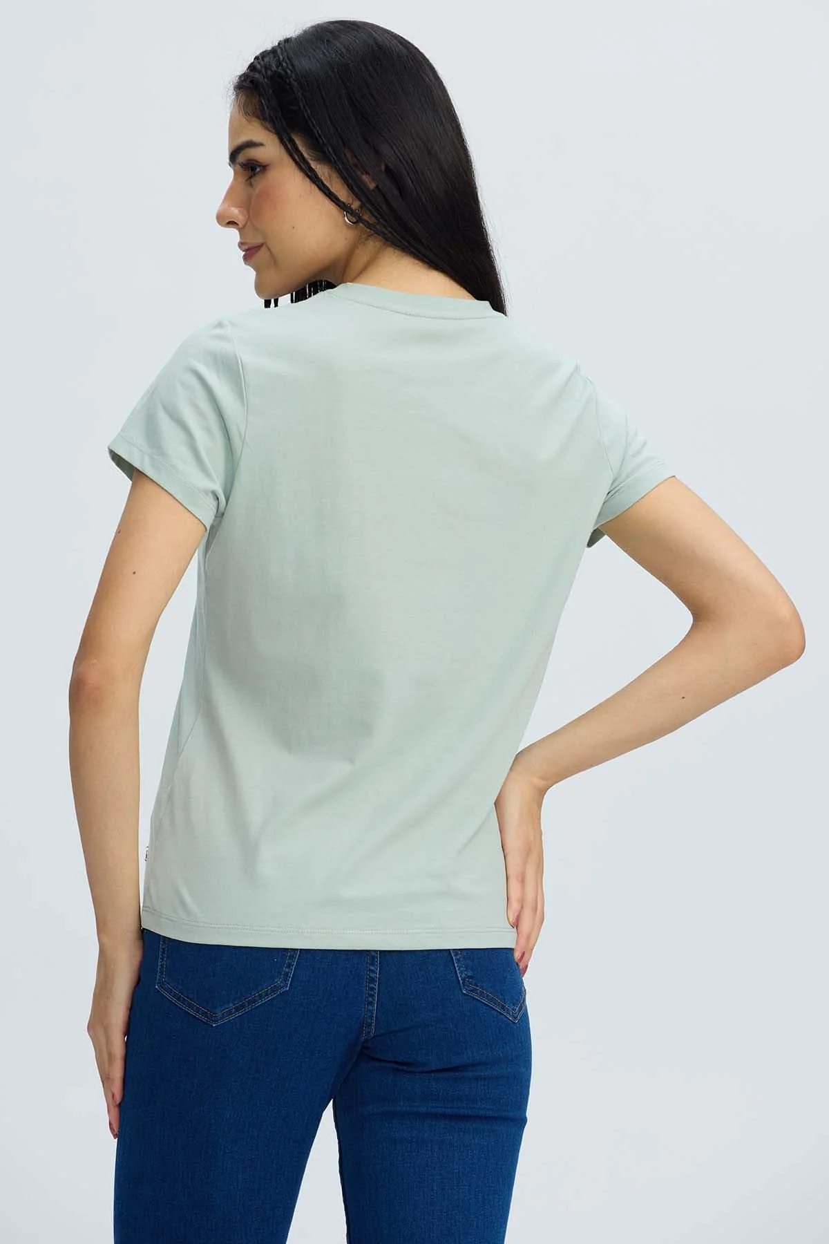 Polera Mujer Básica Print Verde Agua - Image 3