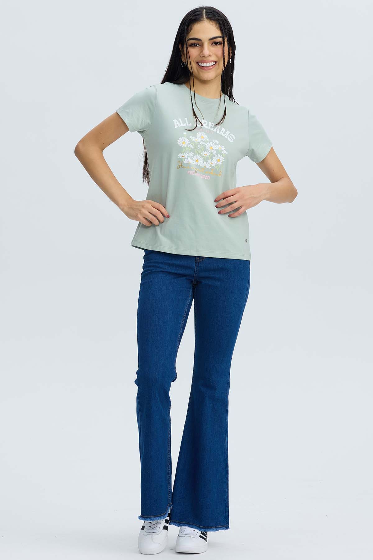 Polera Mujer Básica Print Verde Agua - Image 4